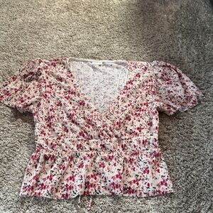 Elegant Floral Wrap Blouse